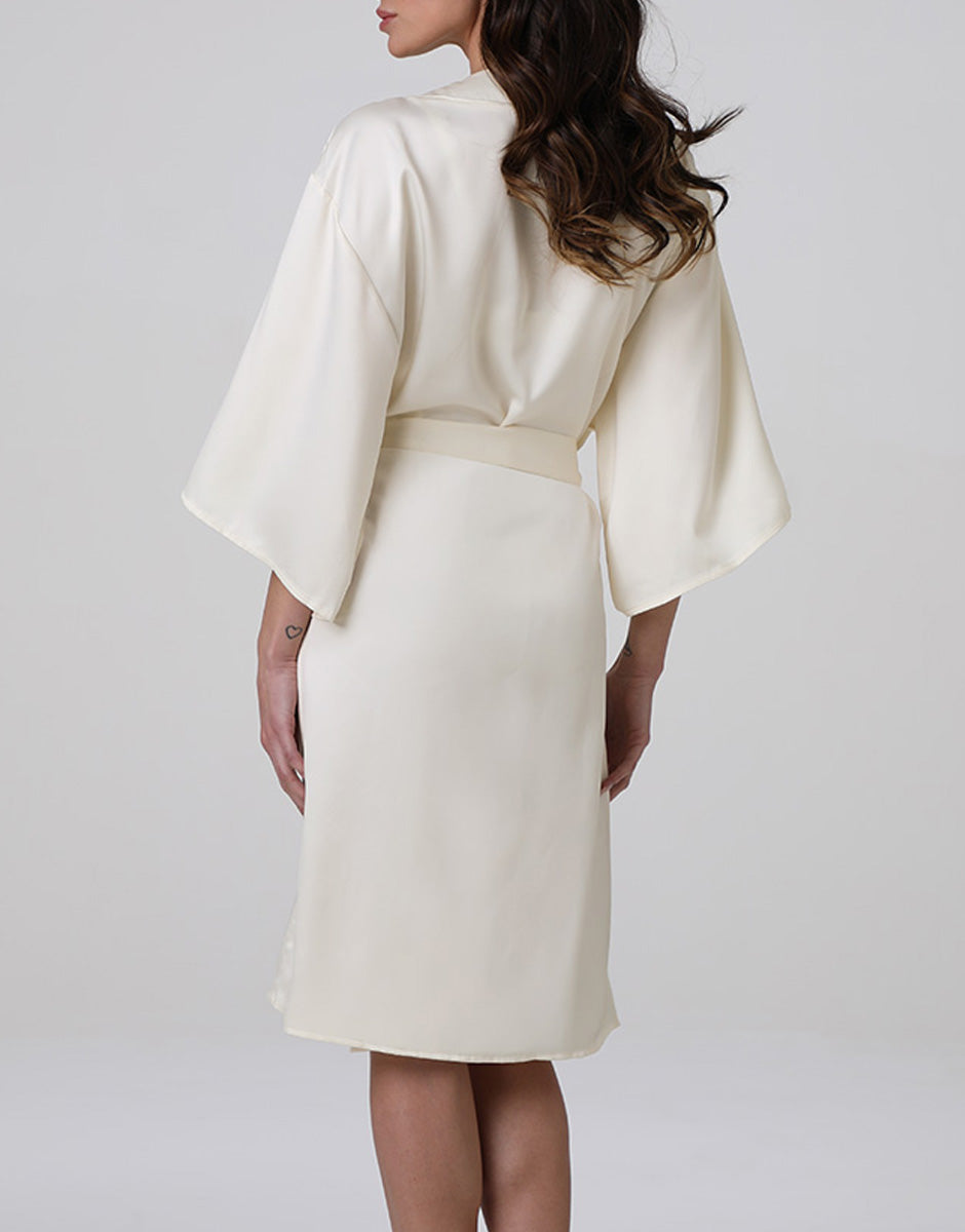 Lovable Basic Soul vestaglia in satin bianco latte