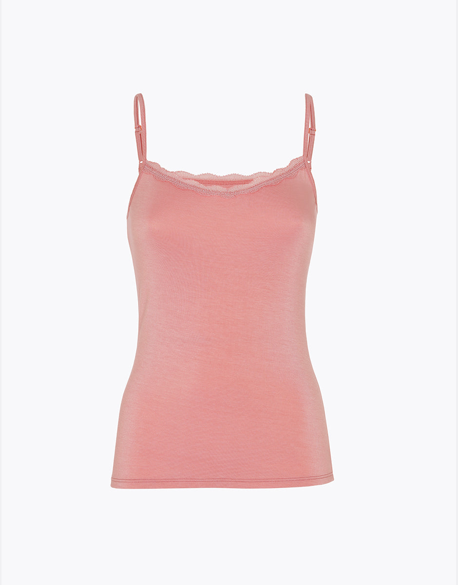 Lovable Basic Soul top in viscosa con pizzo rosa