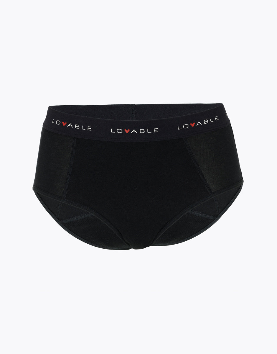 Lovable Lovely Slip da ciclo nero alto in cotone biologico flusso medio