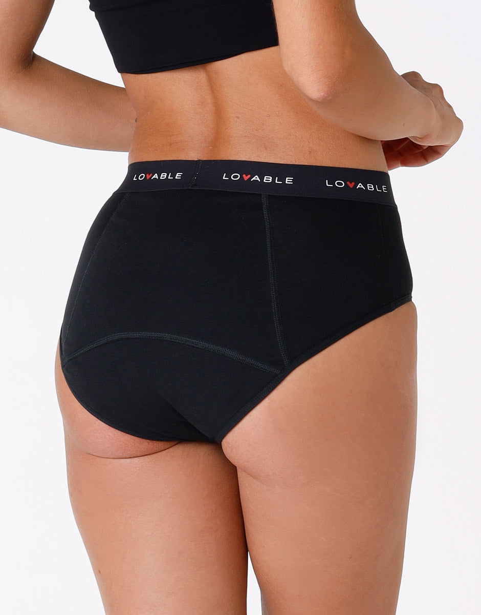 Lovable Lovely Slip da ciclo nero alto in cotone biologico flusso medio