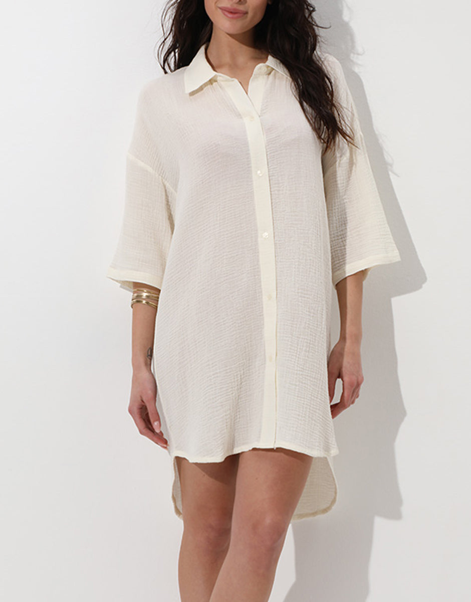 Lovable Basic Soul abito camicia mare bianco seta in cotone