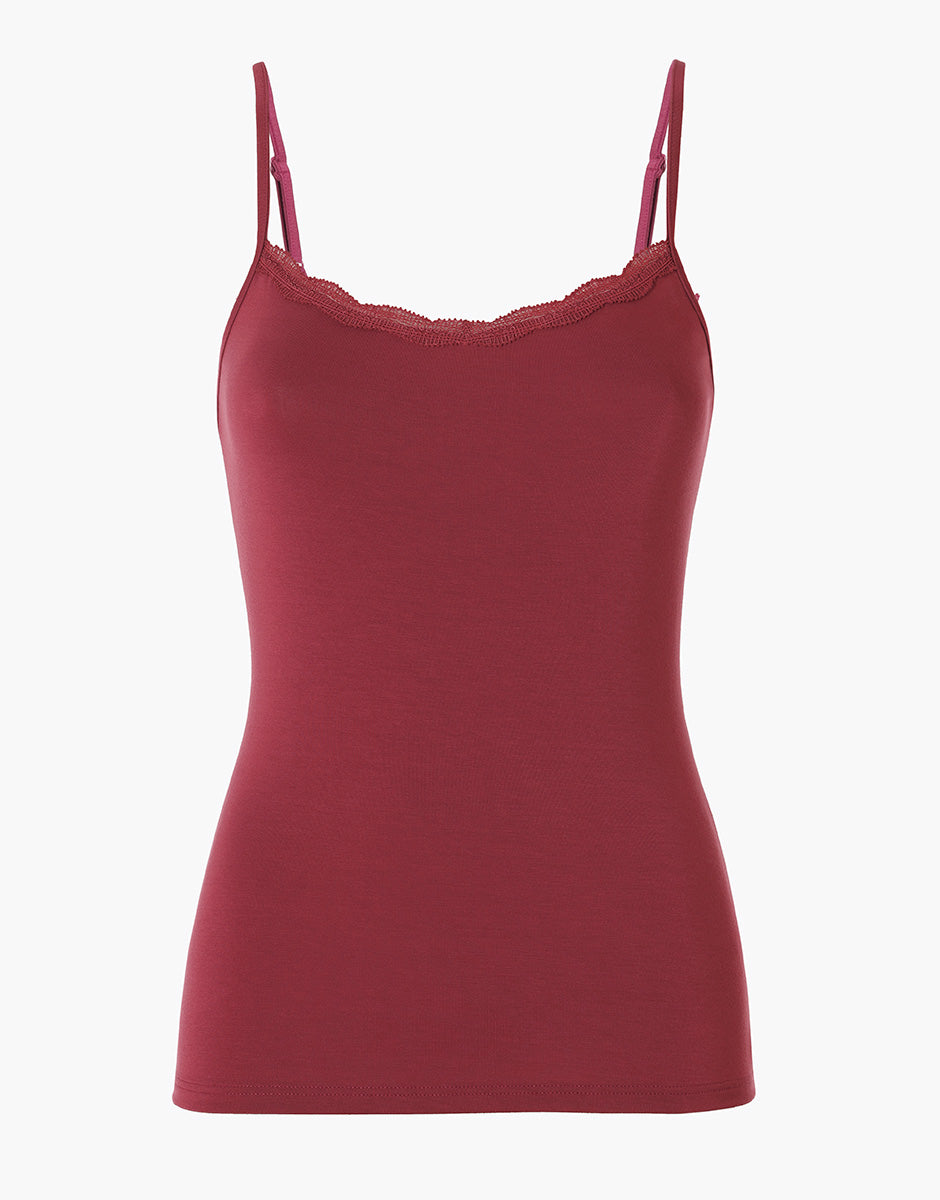 Lovable Basic Soul Top in viscosa elasticizzata rosso lampone con pizzo