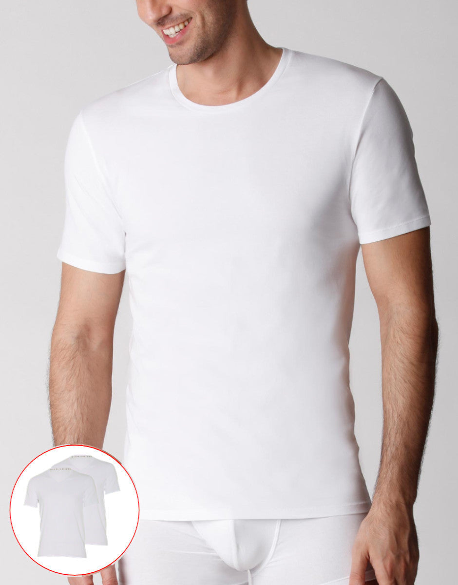 Lovable Value Elegance t-shirt uomo girocollo in cotone biologico bianca confezione 2