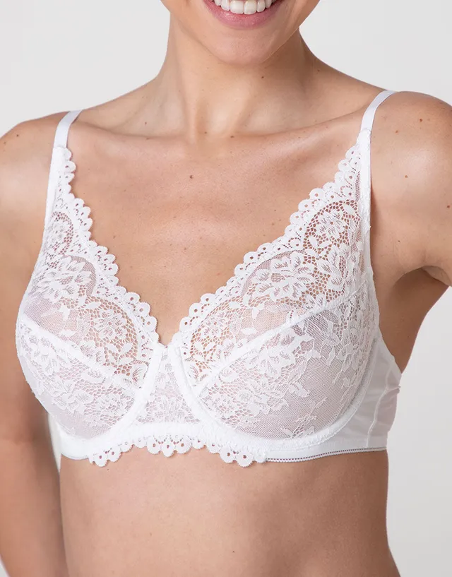 Lovable Garden Flowers Lace Stylish Lace reggiseno con ferretto bianco