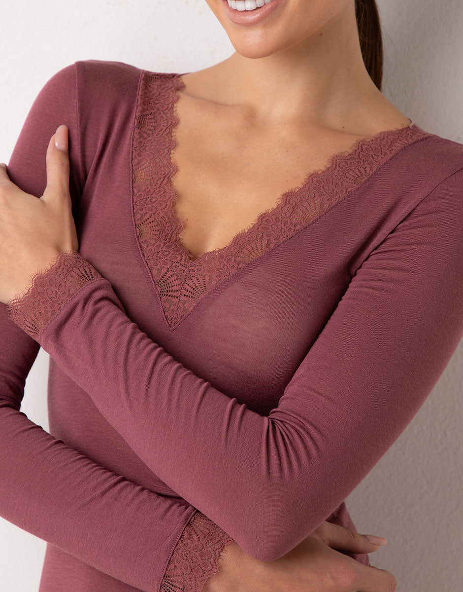 Lovable Invisible Ultralight Maglia manica lunga scollo V 2/S, modal e cashmere