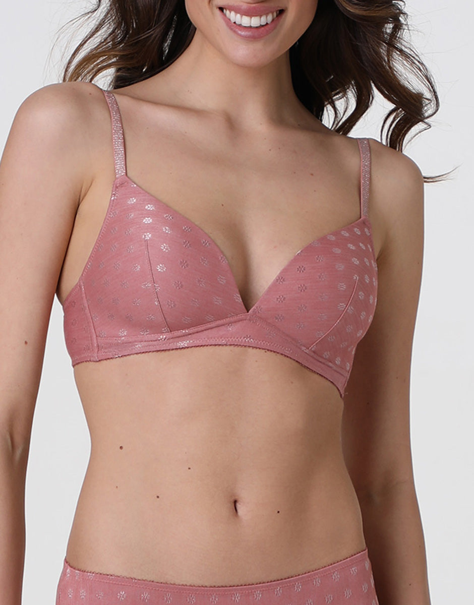 Lovable My Daily Comfort Daisy Fancy Micro reggiseno triangolo rosa polvere imbottito
