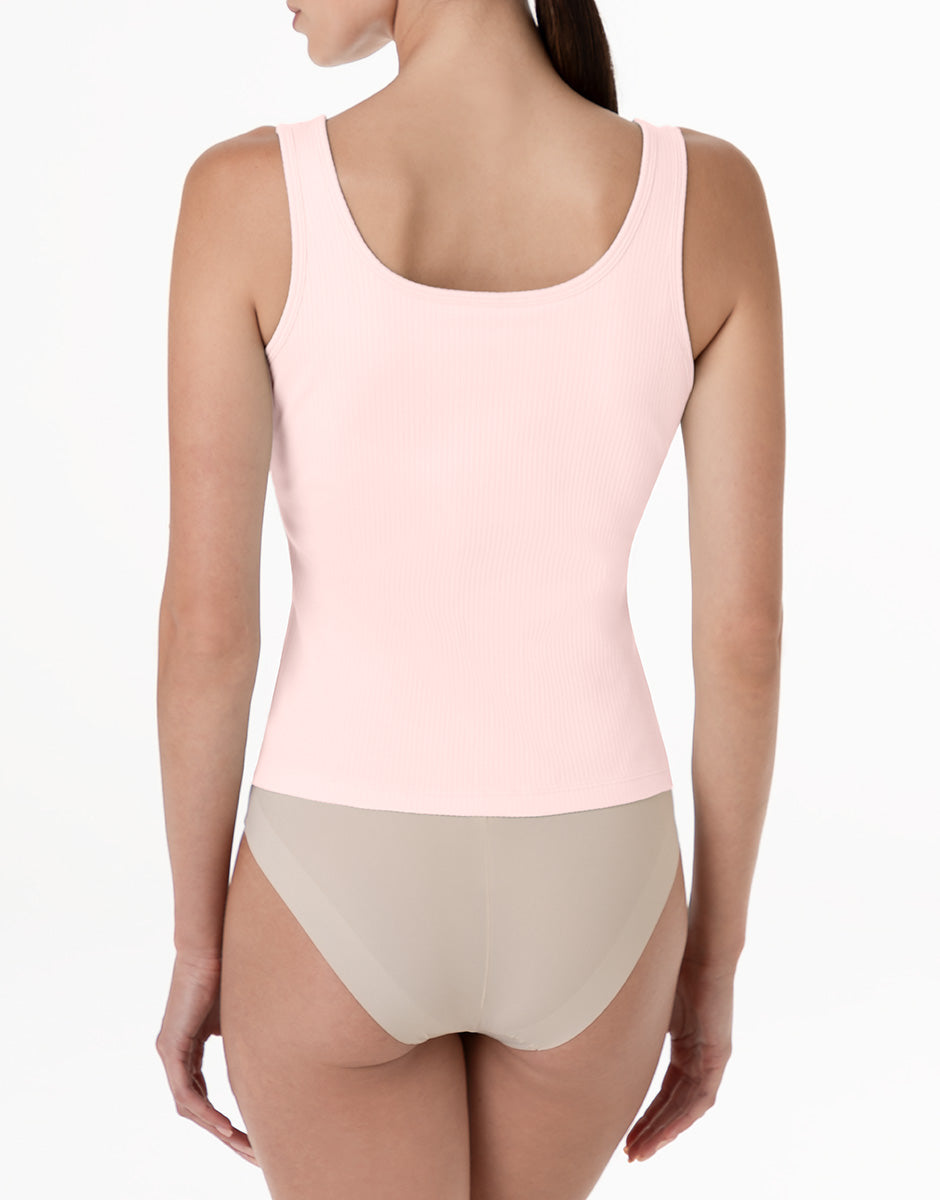 Lovable Basic Soul canotta con scollo quadrato rosa cipria in cotone a costine