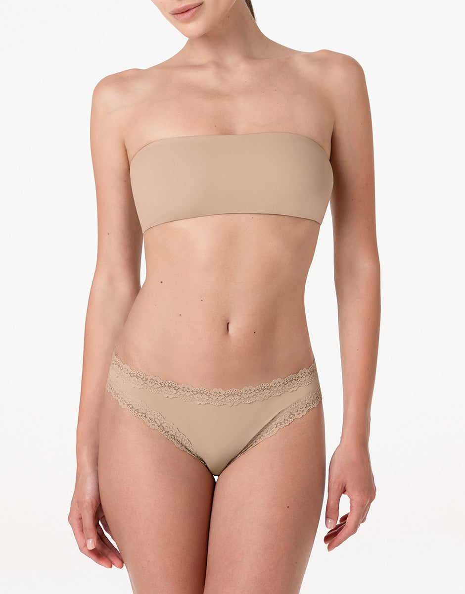 Lovable So Lacy Panties Lacy Micro slip nudo chiaro in microfibra