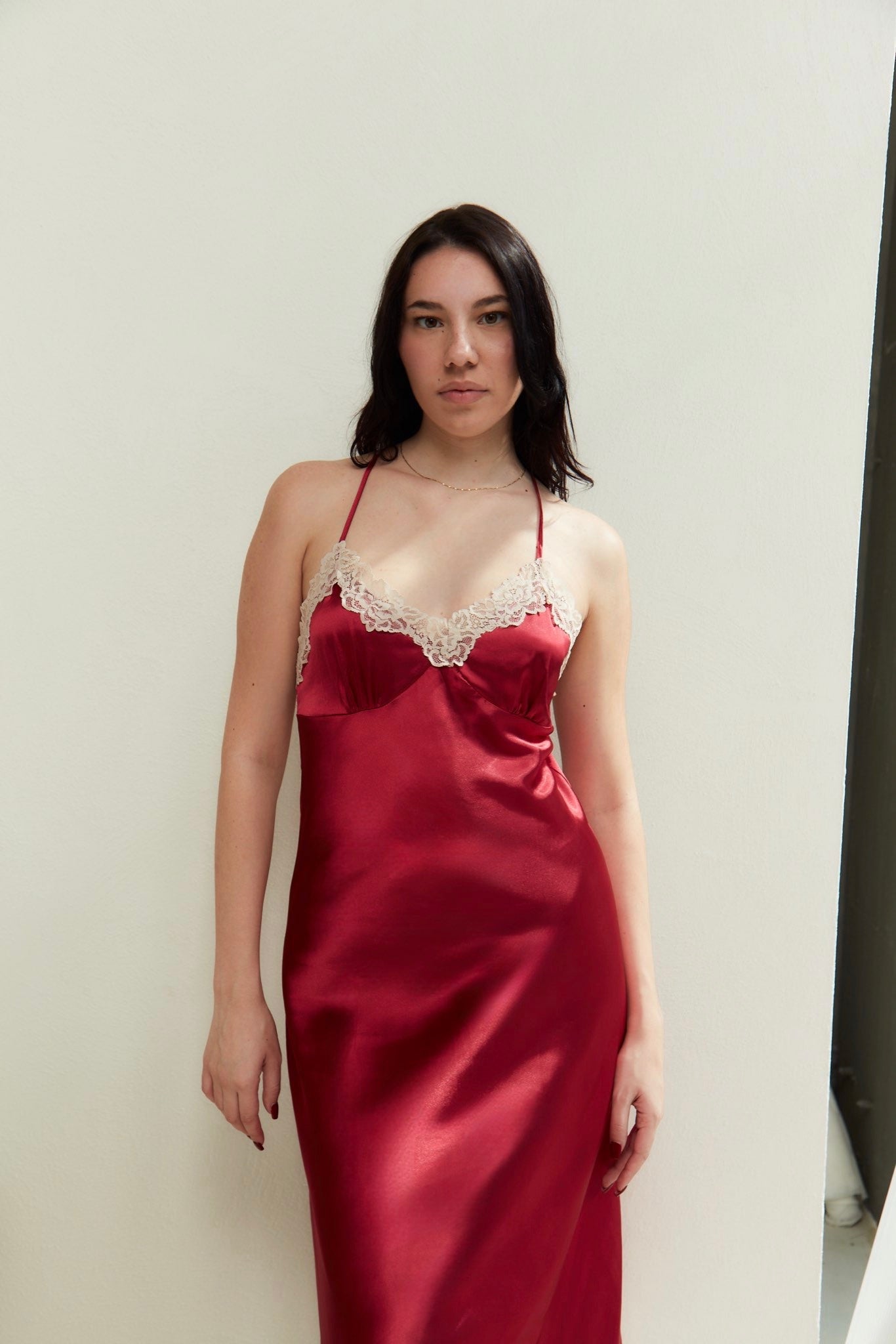 Malena Slip Camicia da notte Eve chemise rossa in raso