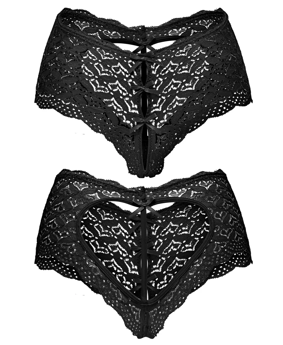 RSLOVE Lace Lingerie Heart Back Cheeky Panties culotte nere XL