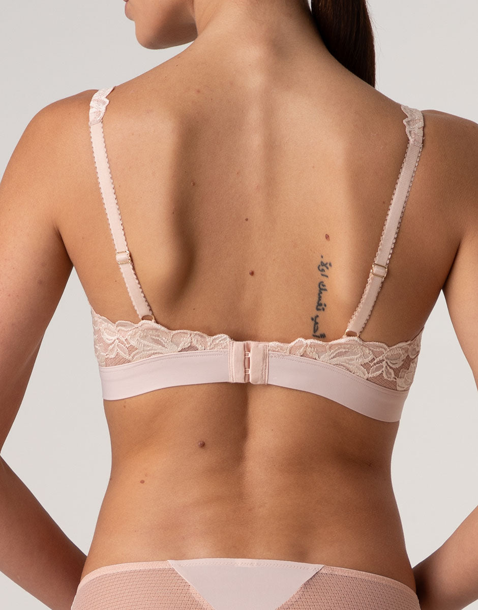 Lovable Garden Flowers Lace Elegant Muse reggiseno a vela avorio perlato e rosa