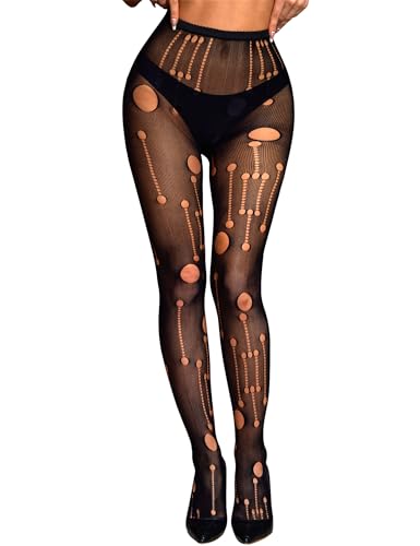 RSLOVE Patterned tights High Waist Christmas Fishnet collant neri taglia unica vita alta