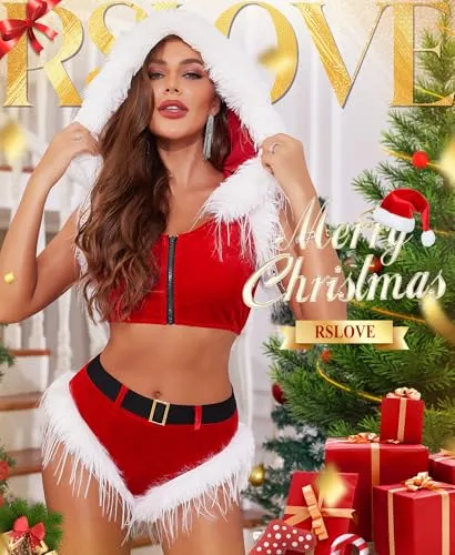 RSLOVE Costumes Velvet Santa completo rosso S-XL con cintura