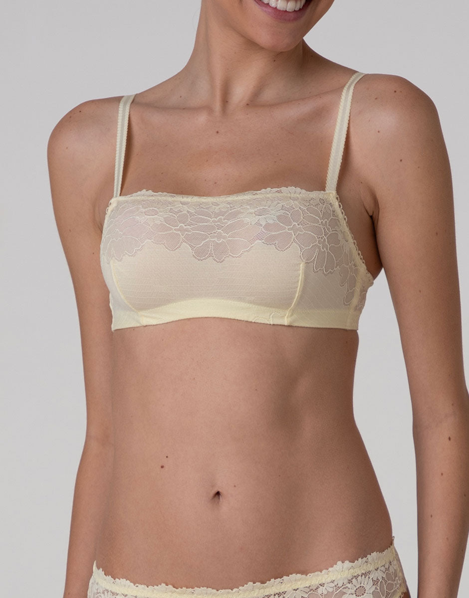 Lovable Garden Flowers Lace Bralette senza ferretto vaniglia