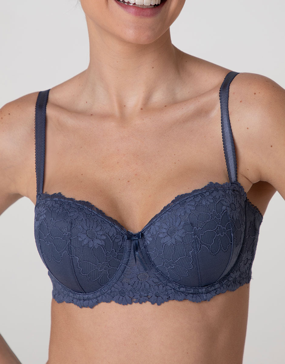 Lovable Garden Flowers Lace reggiseno balconcino imbottito blu polvere