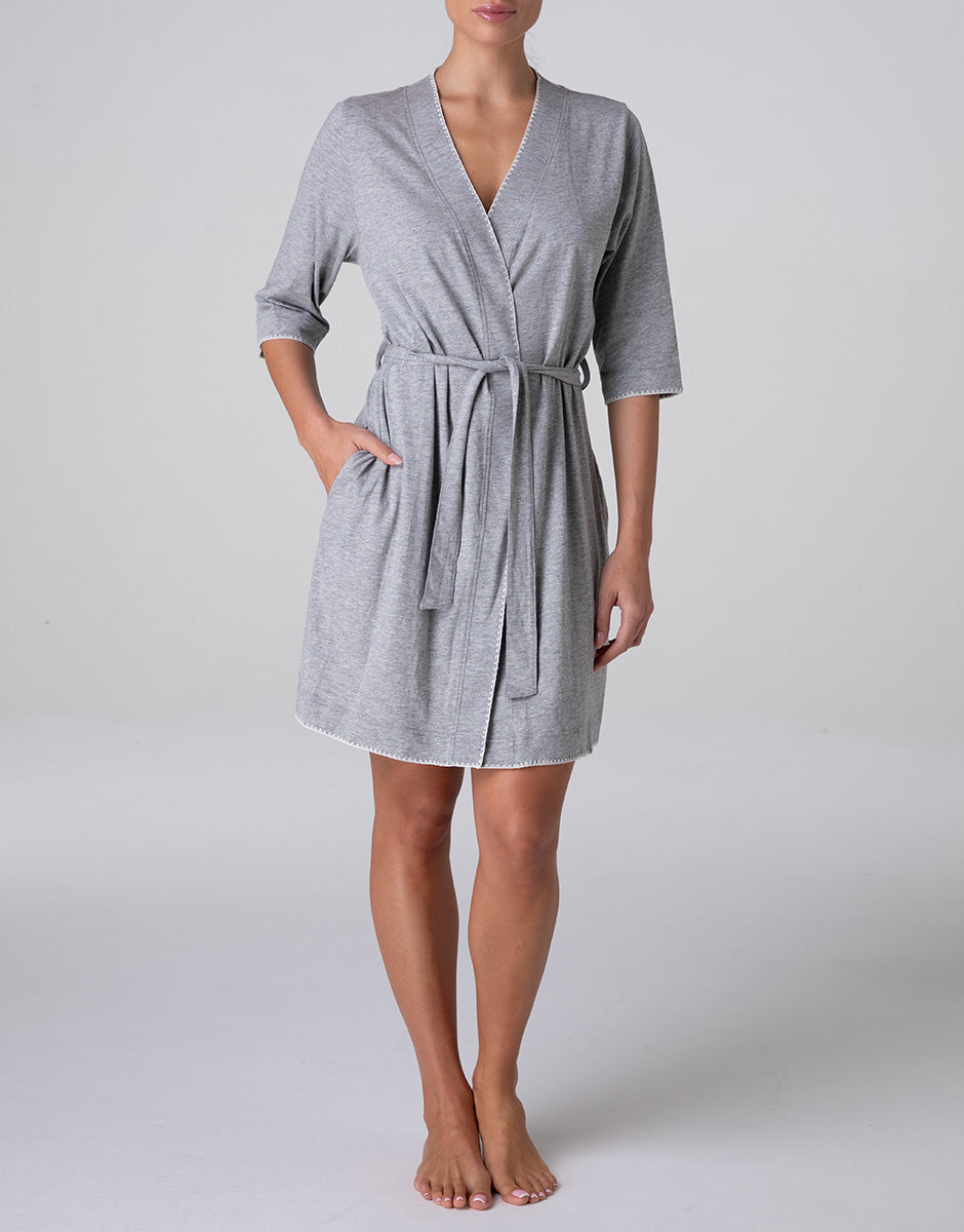 Lovable Basic Soul Kimono in jersey grigio melange manica 3/4
