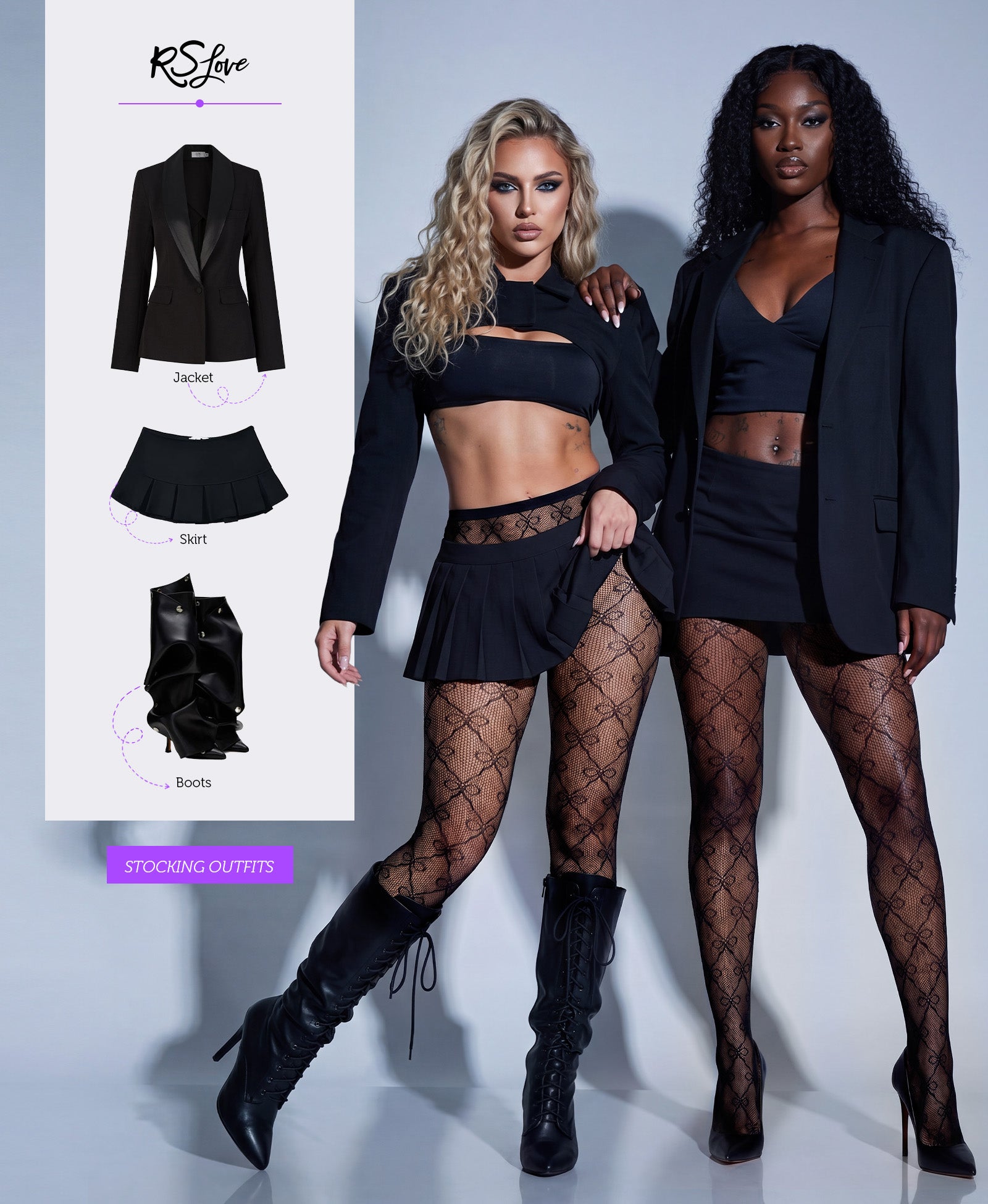 RSLOVE Patterned tights Bow Pattern Fishnet High Waist collant rossi taglia unica con fiocchi