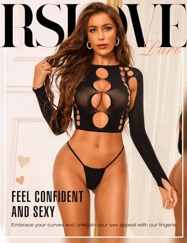 RSLOVE Teddy body cutout a maniche lunghe blu