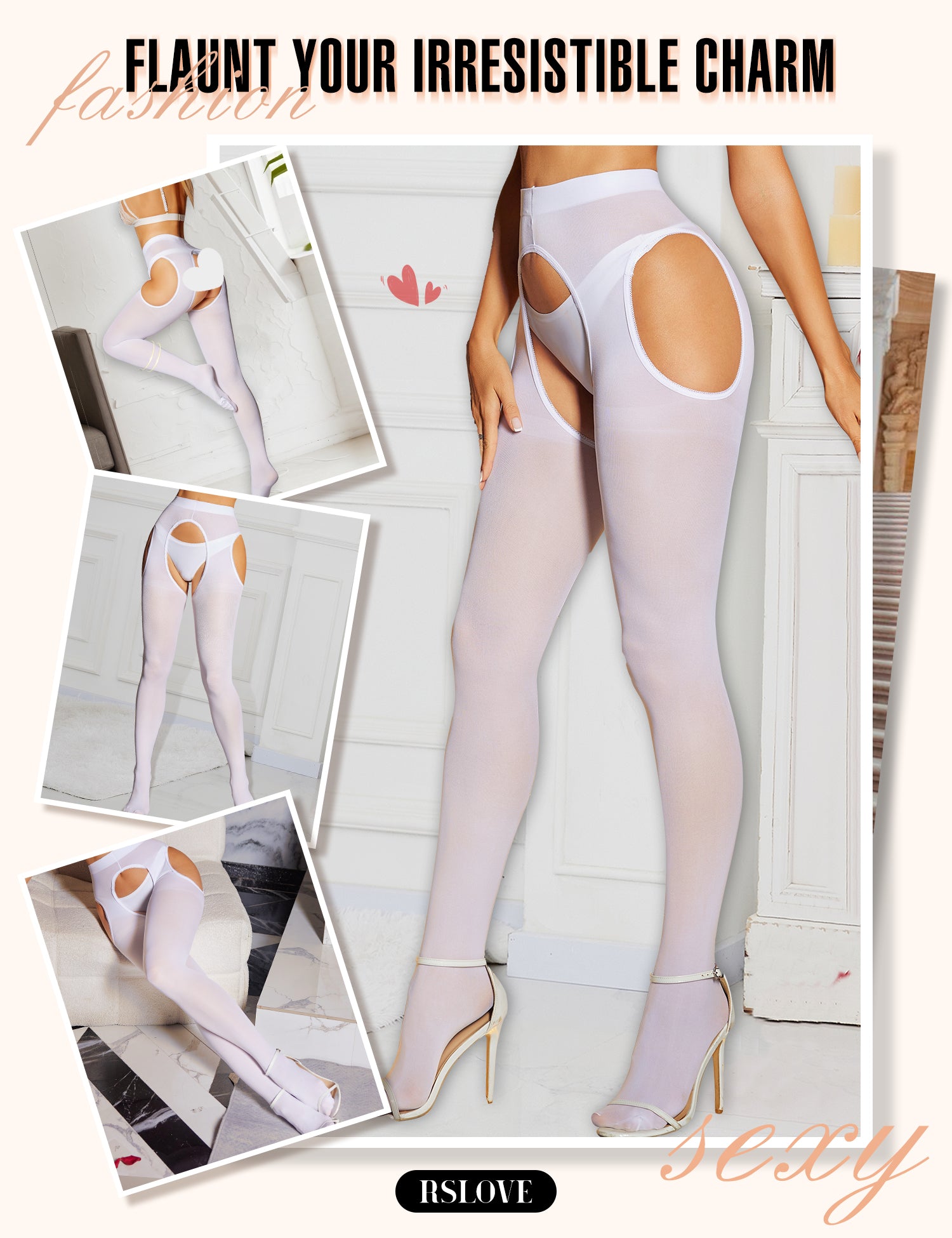 RSLOVE Tights collant reggicalze vita alta taglia unica, 80 denari