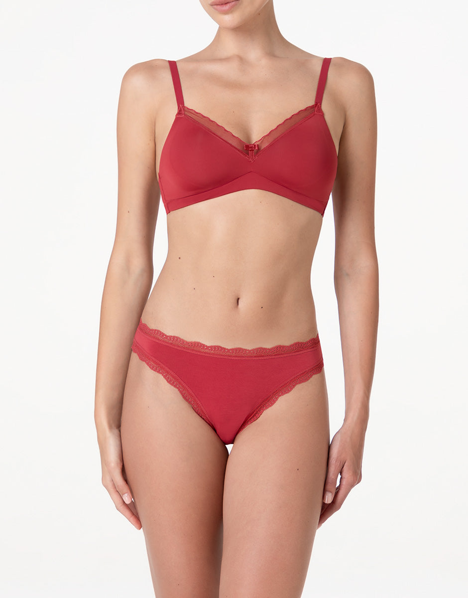 Lovable So Lacy Panties slip in cotone e pizzo rosso lampone