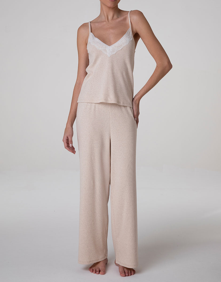 Lovable Basic Soul top con spalline beige melange pizzo