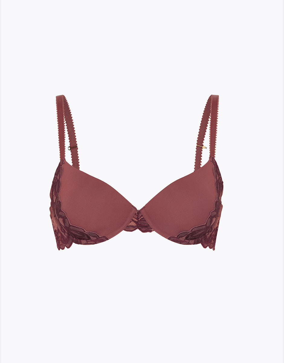 Lovable Garden Flowers Lace Elegant Muse reggiseno rosso amaranto 3B imbottito