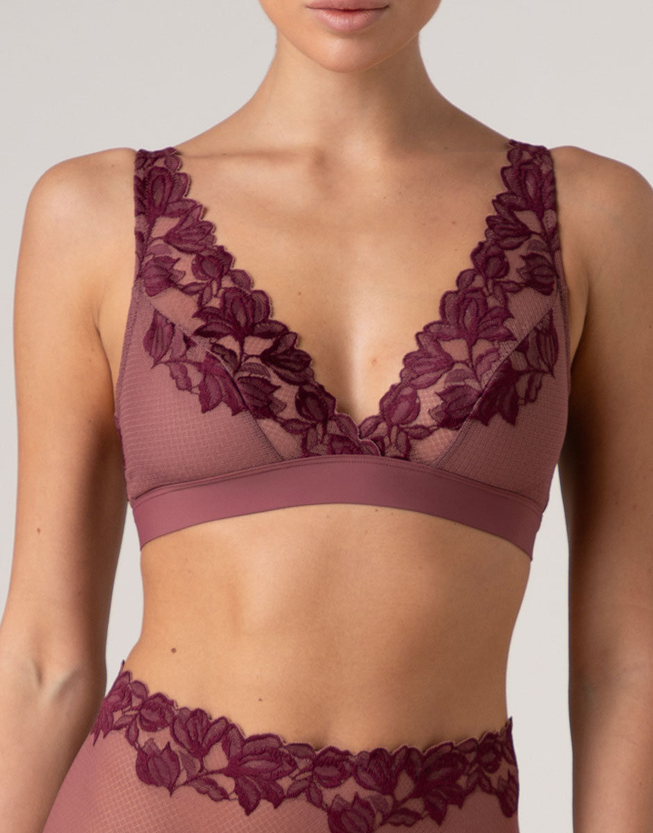 Lovable Garden Flowers Lace Elegant Muse reggiseno a vela amaranto e vinaccia