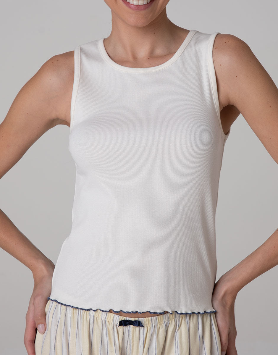 Lovable Basic Soul canotta girocollo bianco latte cotone elasticizzato
