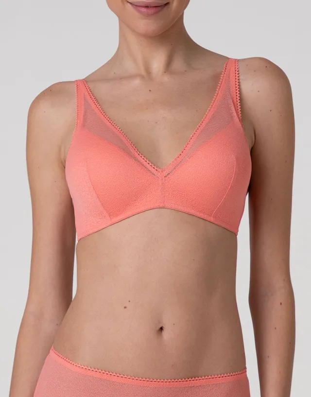 Lovable Garden Flowers Lace Fancy Mesh reggiseno corallo imbottito