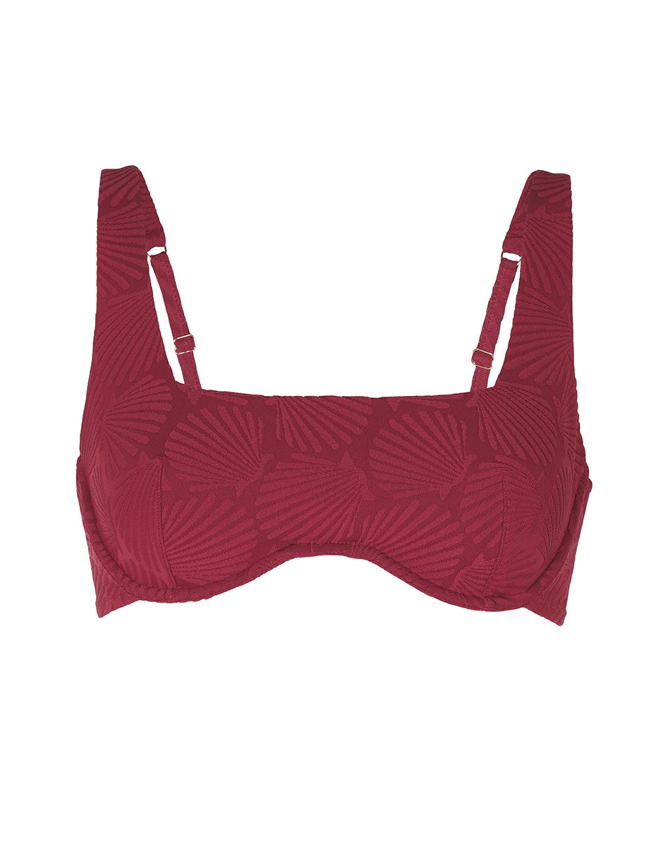 Lovable Glam Shiny Micro Embellished Jacquard brassiere rosso tibetano