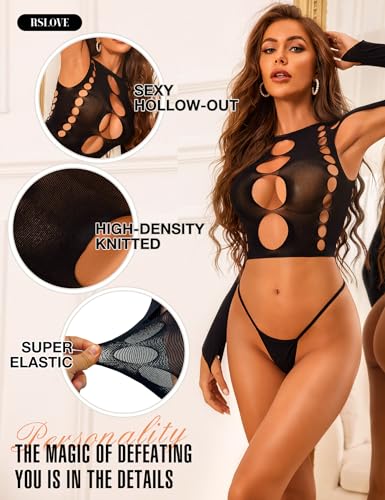 RSLOVE Teddy body cutout a maniche lunghe blu