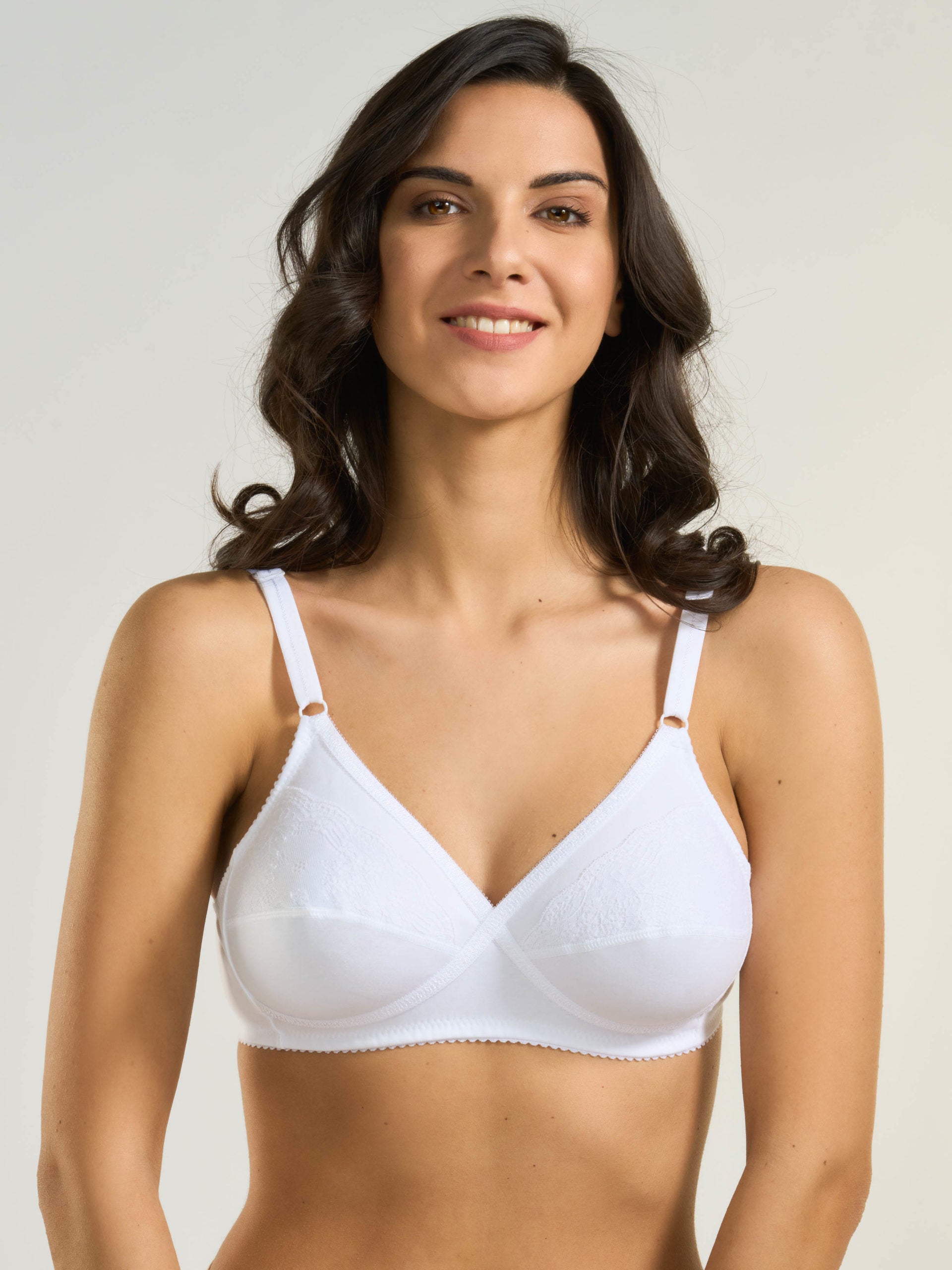 SPIMAN Cotton reggiseno in cotone e pizzo coppa B bianco