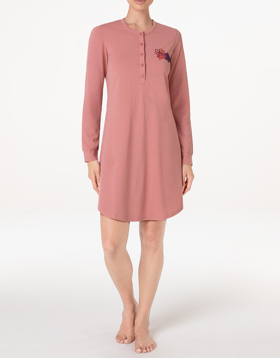 Lovable Basic Soul camicia da notte manica lunga rosa polvere