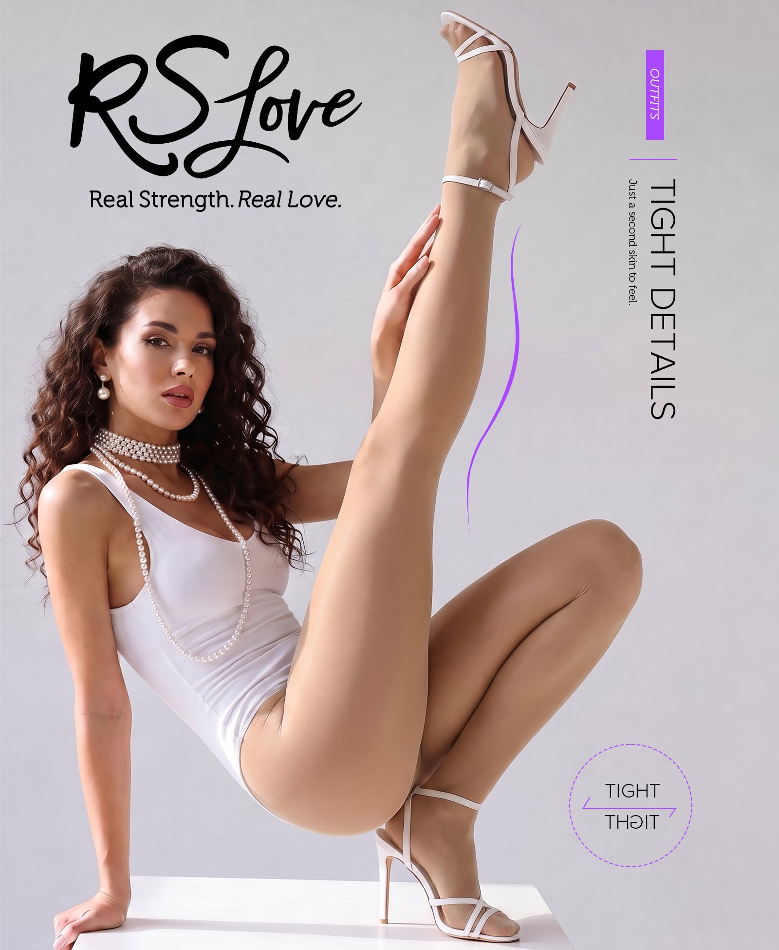 RSLOVE Tights 30D Seamless Control Top Sheer Tights collant velati neri vita alta