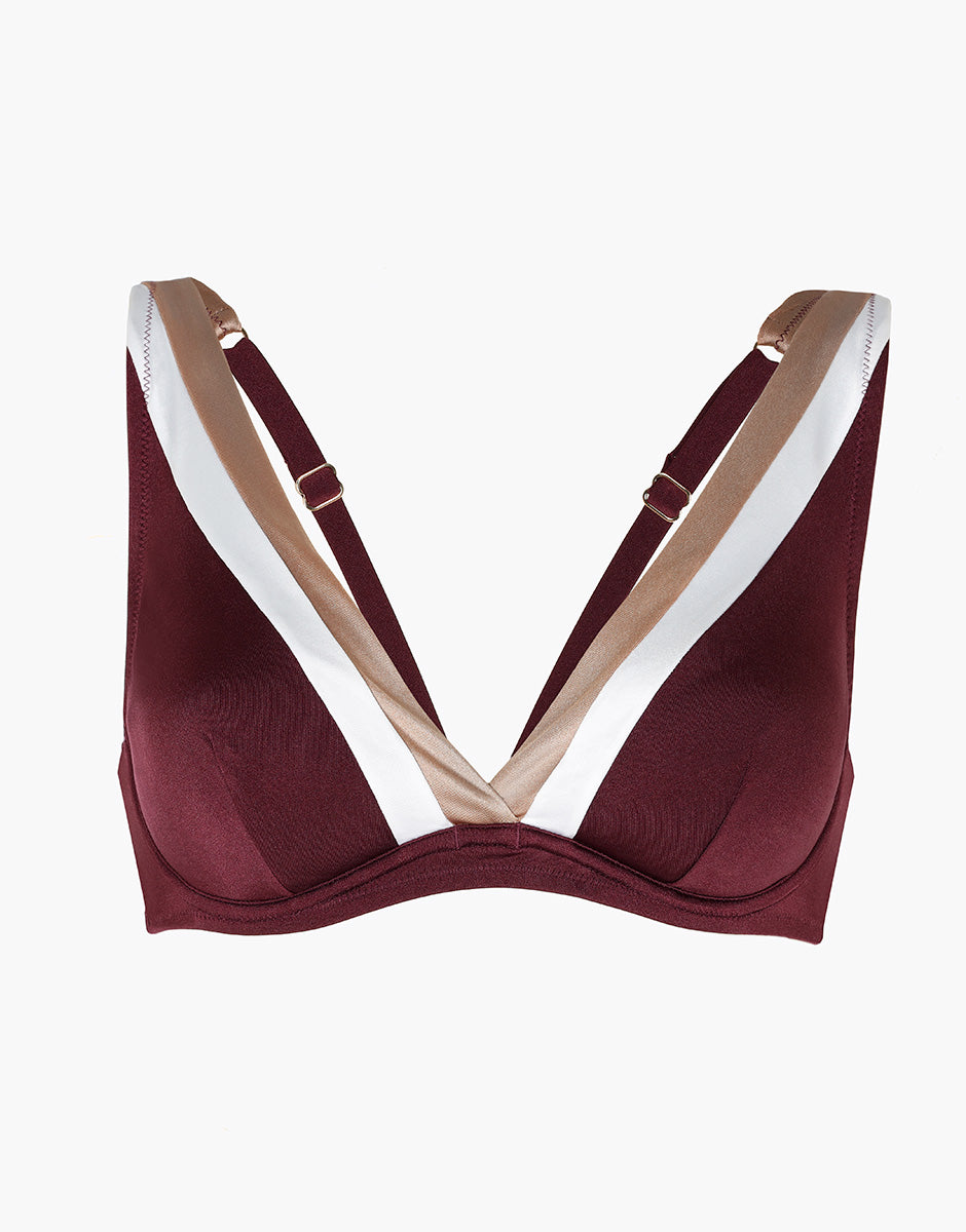 Lovable Shiny Colour Block Reggiseno vela con ferretto vinaccia bianco bronzo
