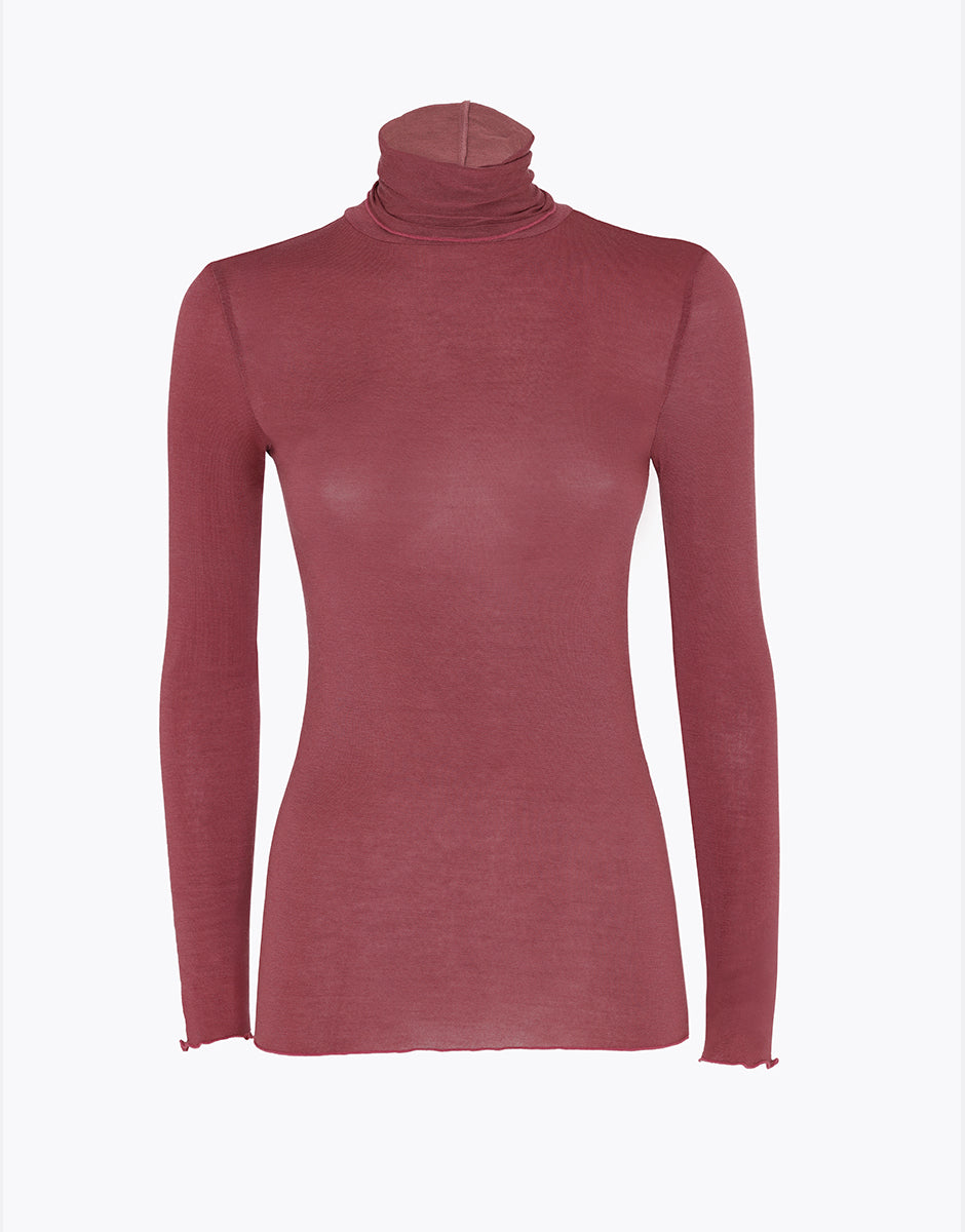 Lovable Invisible Ultralight Ultralight and Warm maglia collo alto rosso amaranto modal cashmere