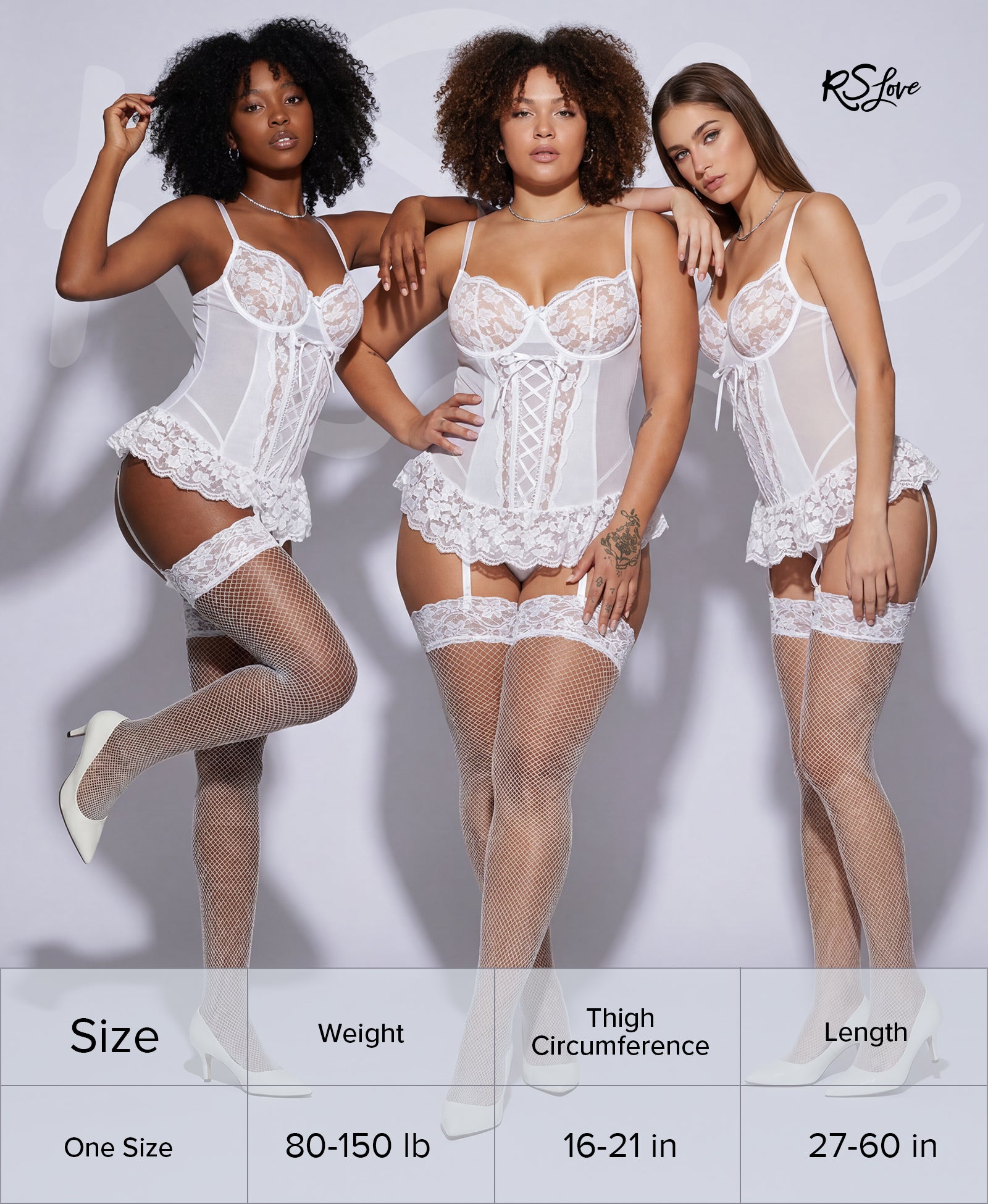 RSLOVE Thigh High Lace Top Anti-Slip calze autoreggenti nere 1 paio