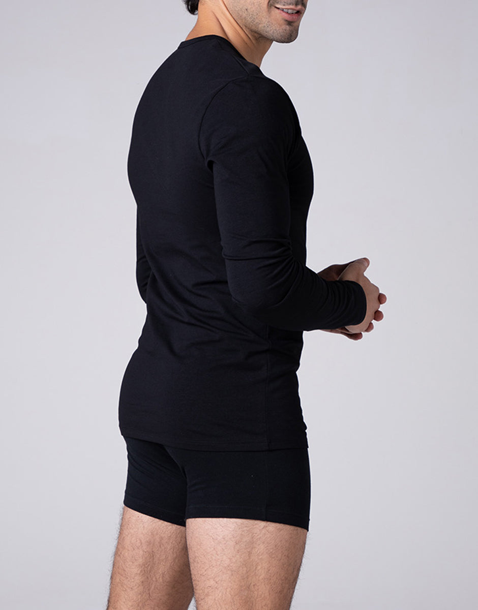 Lovable Basic Soul Maglia Manica Lunga scollo a V Cool Sensation nero cotone stretch