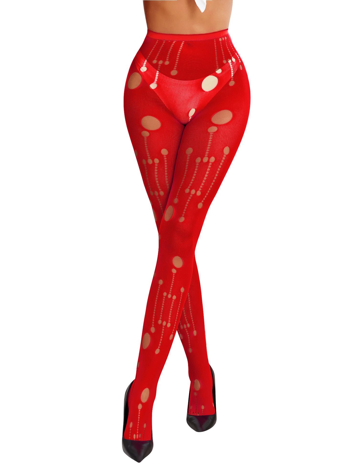 RSLOVE Patterned tights High Waist Christmas Fishnet collant neri taglia unica vita alta