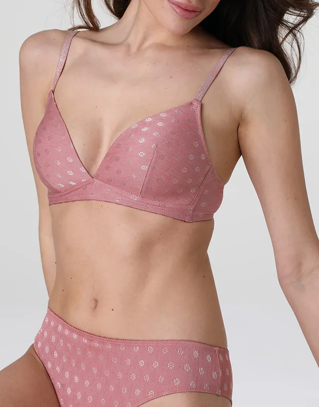 Lovable My Daily Comfort Daisy Fancy Micro reggiseno triangolo rosa polvere imbottito