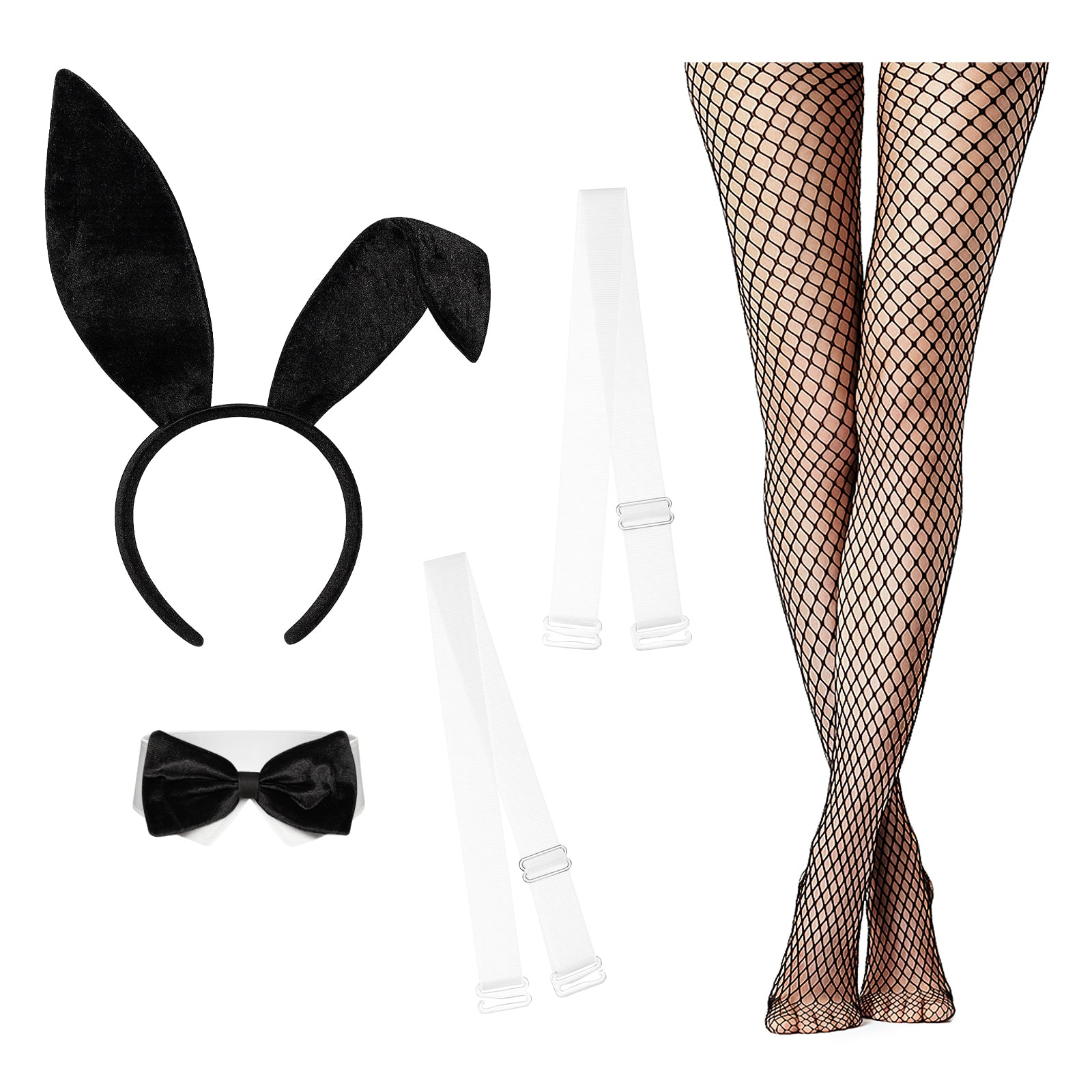 RSLOVE Costumes 7 Piece Bunny Costume Teddy Bodysuit Set body nero