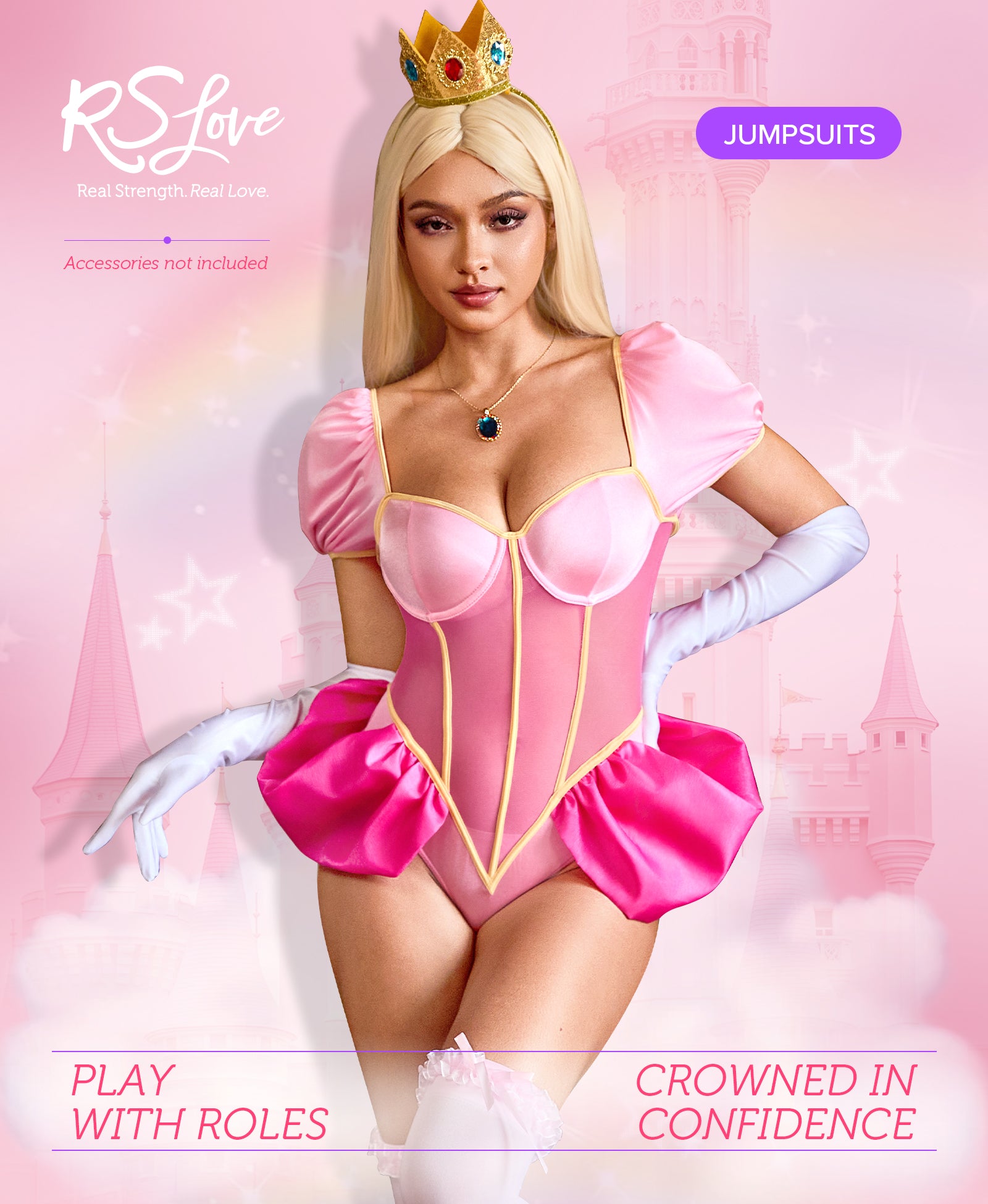 RSLOVE Costumes Halloween Princess Bodysuit lingerie rosa 1 pezzo