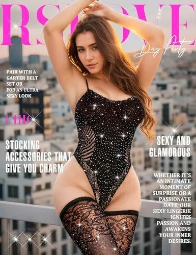 RSLOVE Teddy Fishnet Teddy Bodysuit with Thigh High Stockings body nero con calze