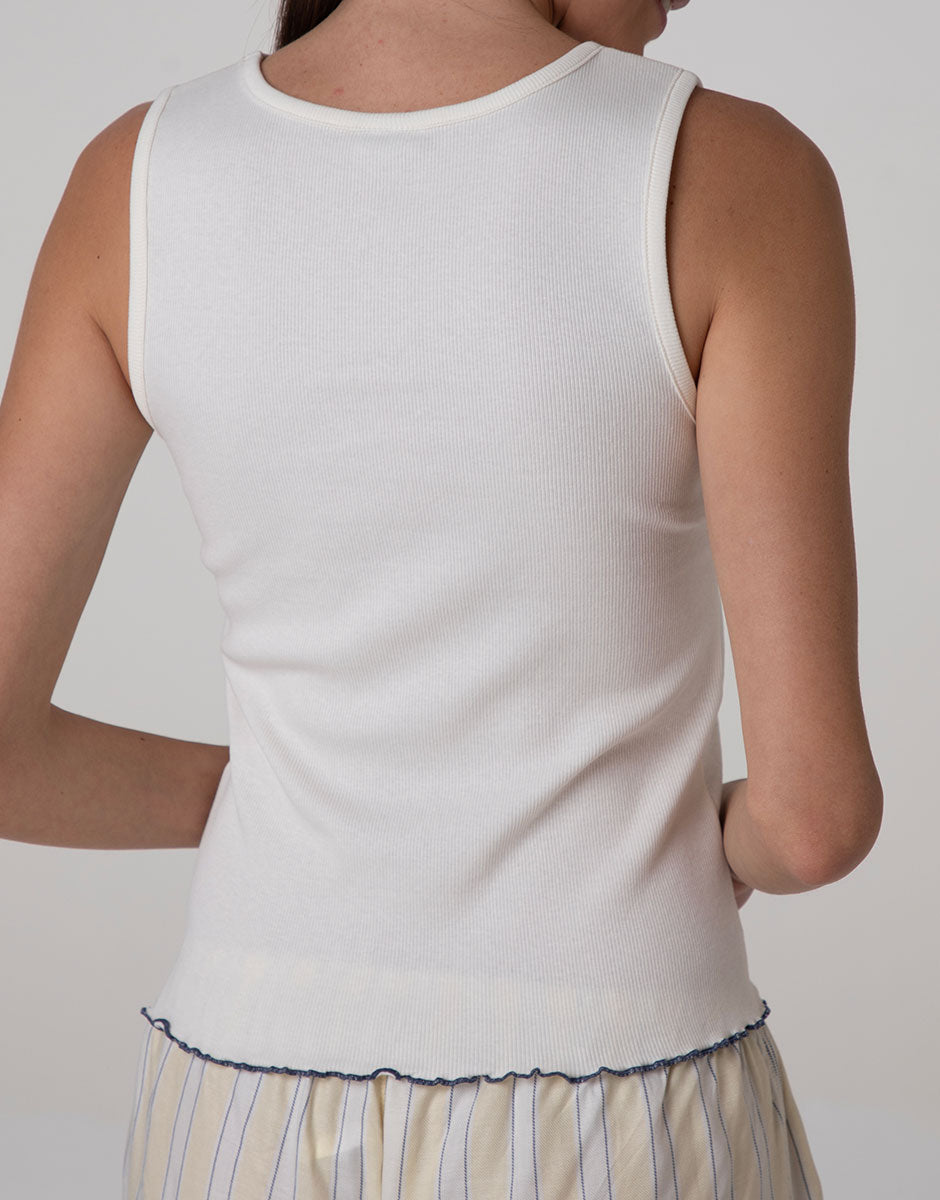 Lovable Basic Soul canotta girocollo bianco latte cotone elasticizzato