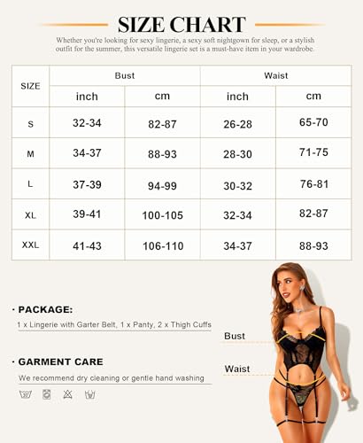 RSLOVE Garter Belt 3 Piece corsetto con perizoma nero