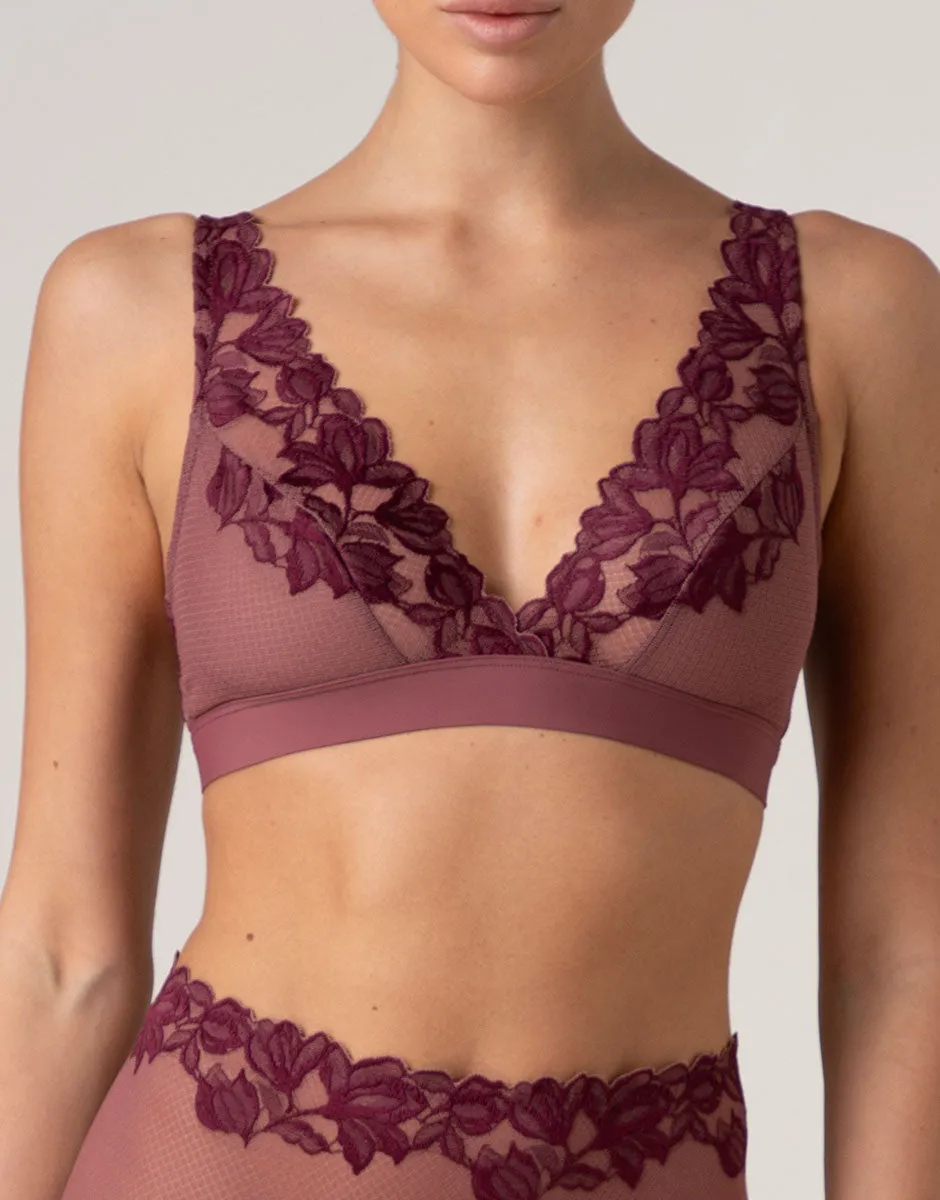 Lovable Garden Flowers Lace Elegant Muse reggiseno a vela amaranto e vinaccia