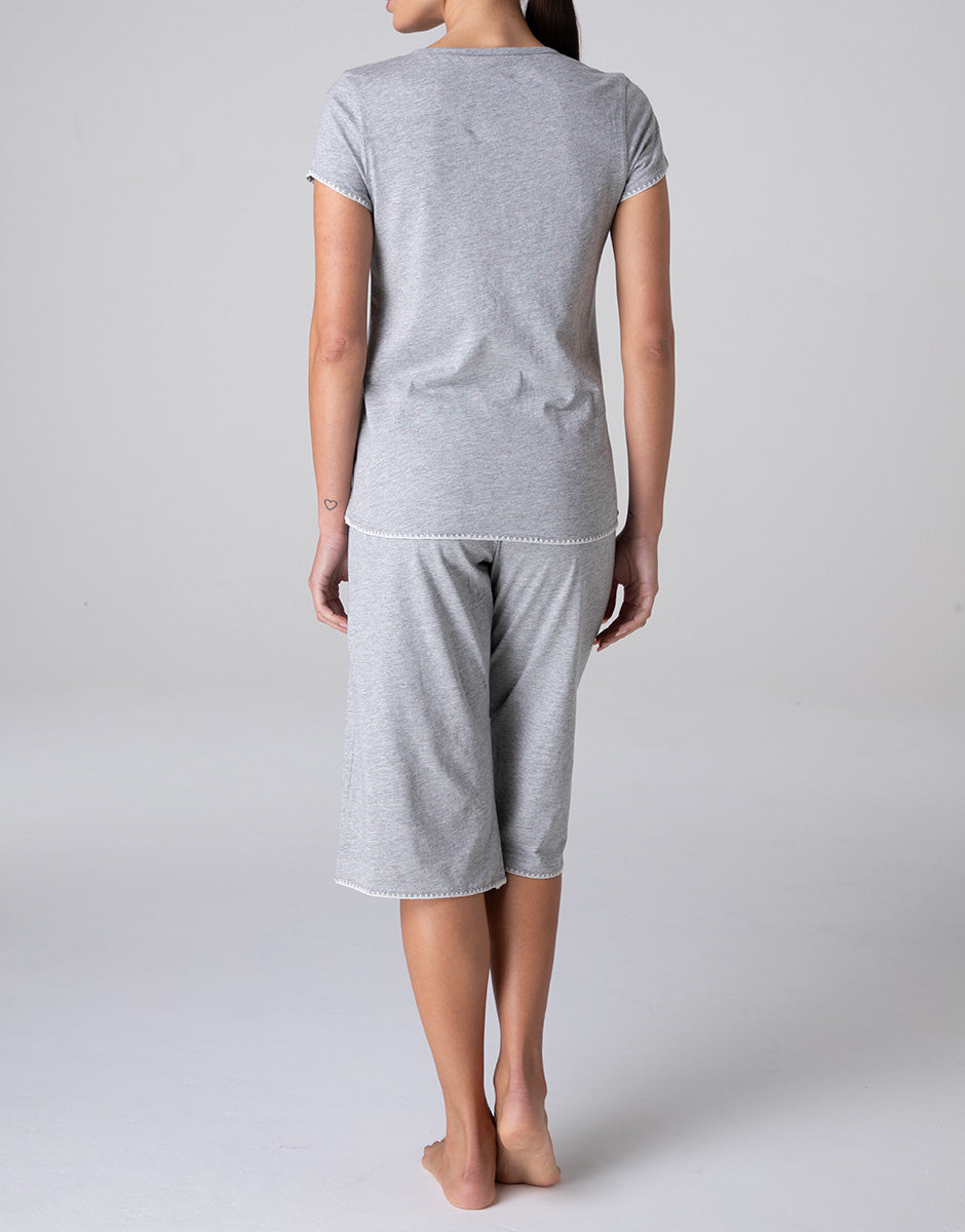 Lovable Basic Soul pigiama capri donna in jersey grigio melange cotone