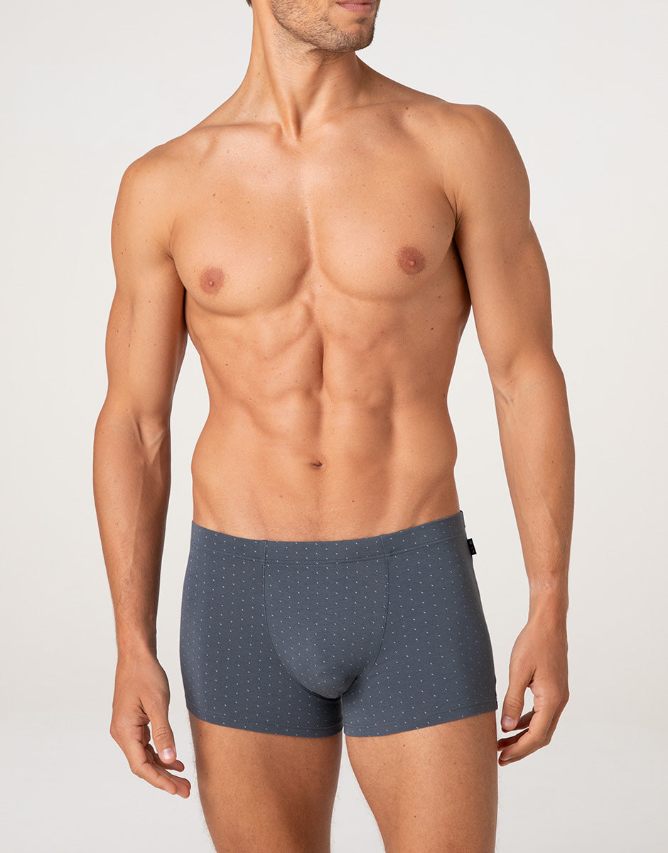Lovable Value Elegance Printed Cotton Modal boxer uomo antracite pois azzurri