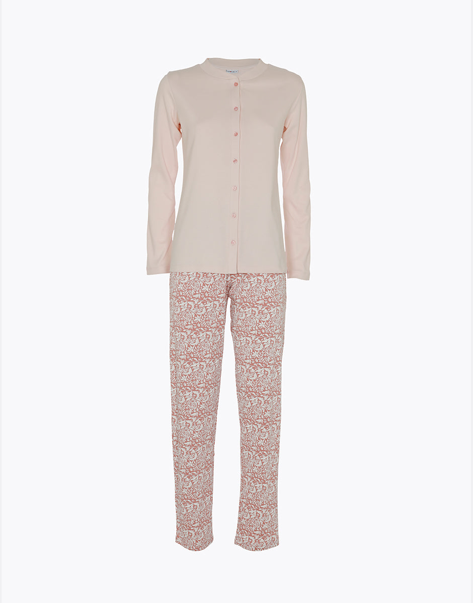 Lovable Basic Soul Pigiama Lungo Aperto rosa cipria interlock