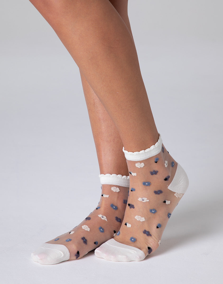 Lovable Basic Soul Fancy Sheer calzini corti lavanda con fiori